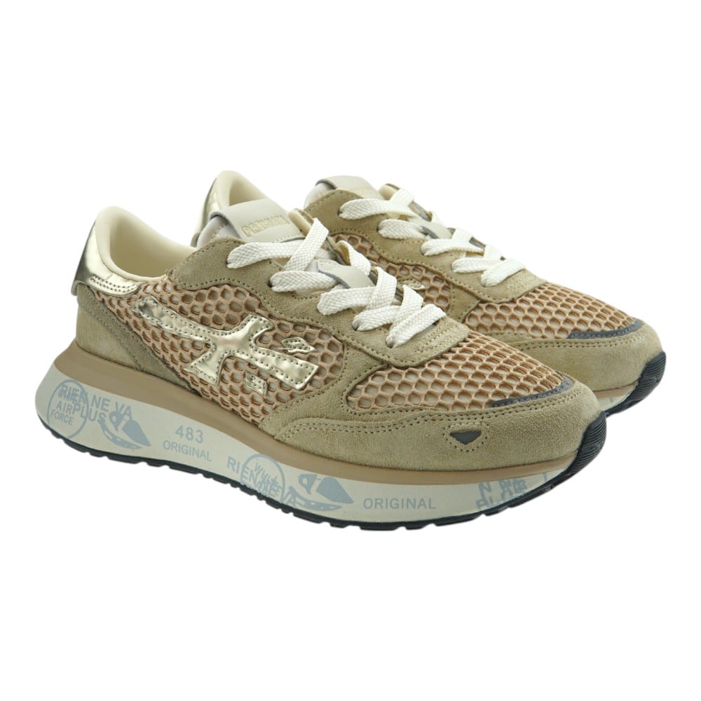 Sneakers Mujer Beige y Oro Rosa Premiata Lauryn 7486