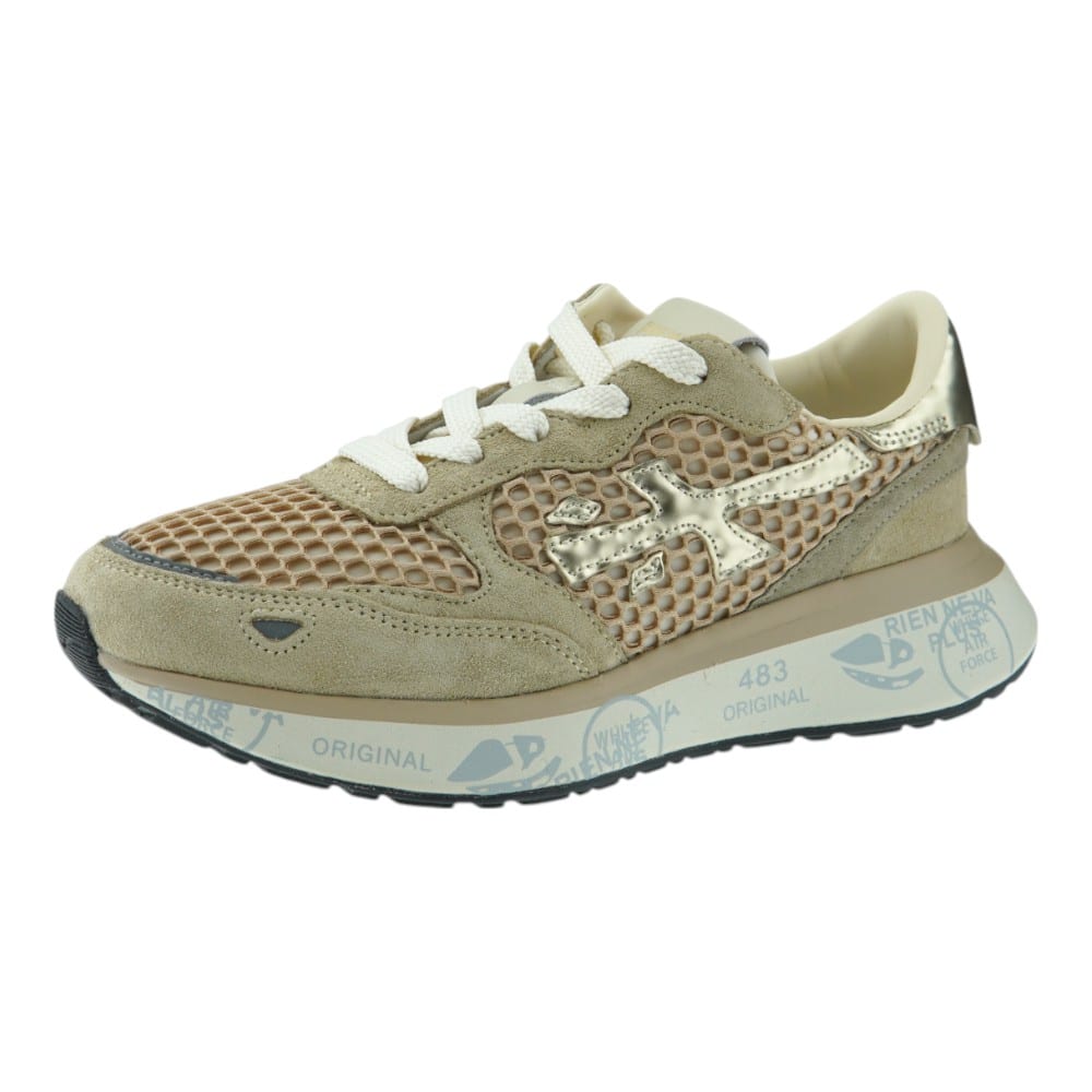 Sneakers Mujer Premiata en Beige y Oro rosa | Comodidad y Estilo Exclusivo foto 3