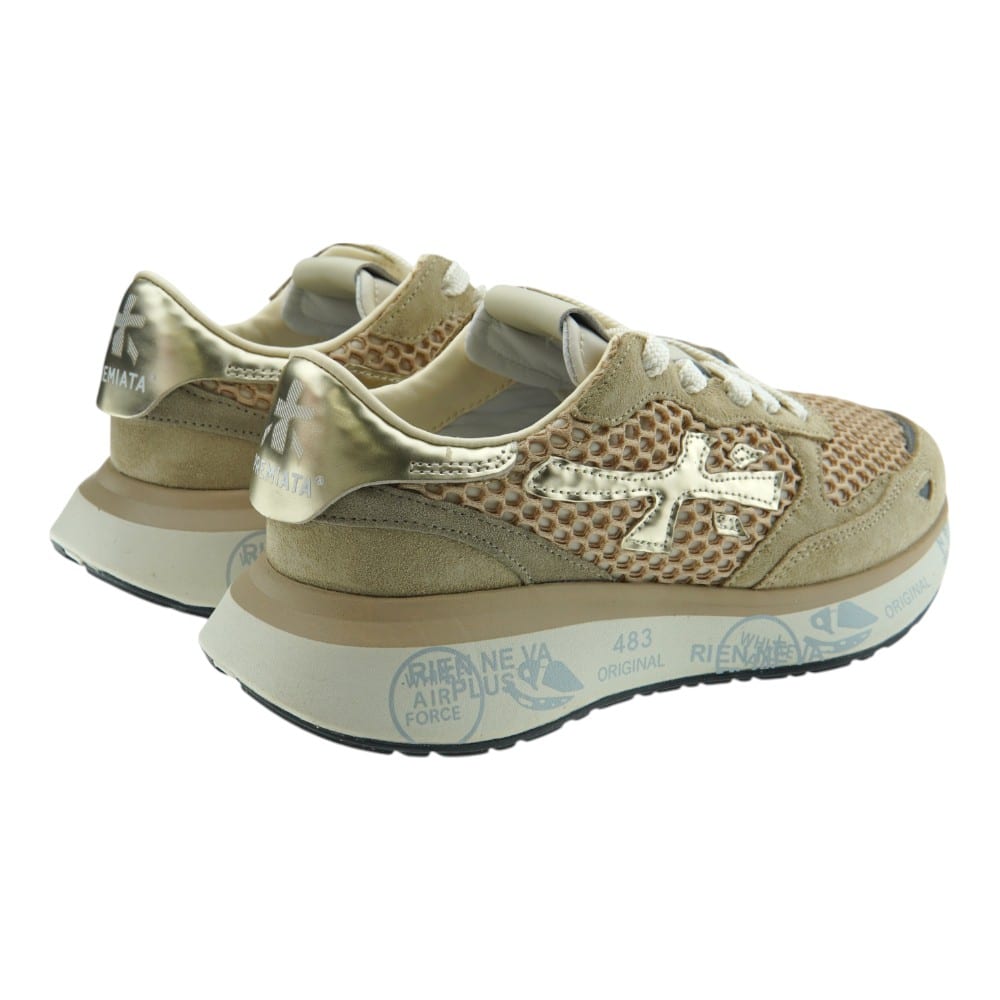 Sneakers Mujer Premiata en Beige y Oro rosa | Comodidad y Estilo Exclusivo foto 4