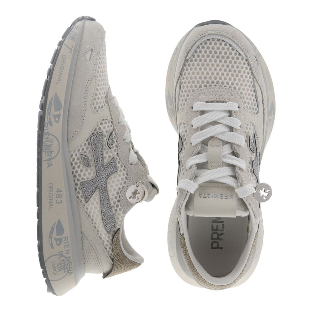 Sneakers mujer blancas y plateadas Premiata | Estilo premium foto 2