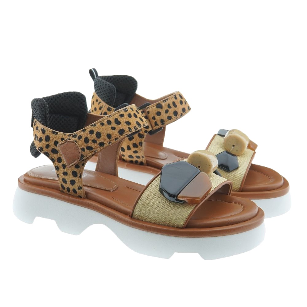 Sandalias bio leopardo suela ancha Jeannot LJ402X
