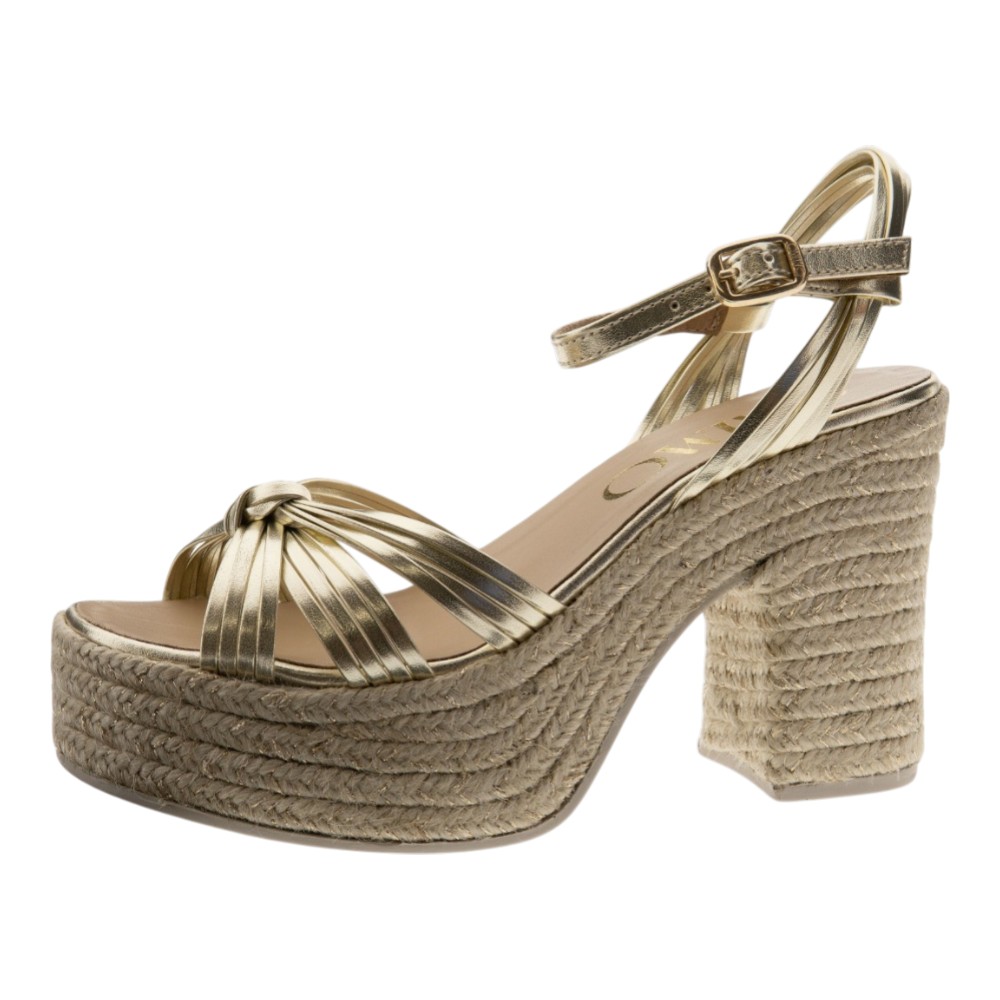 Sandalias doradas Gaimo tacón yute trenzado foto 3