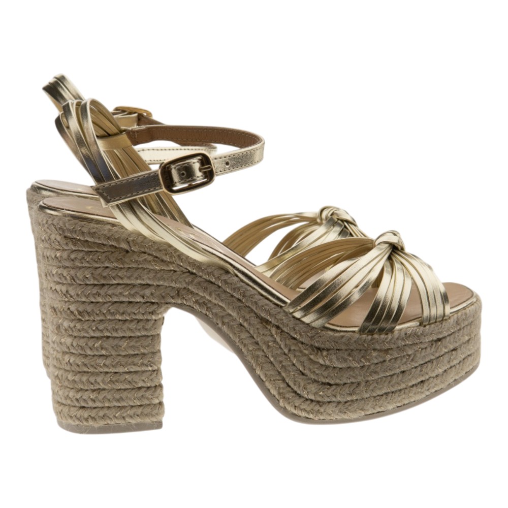Sandalias doradas Gaimo tacón yute trenzado foto 4