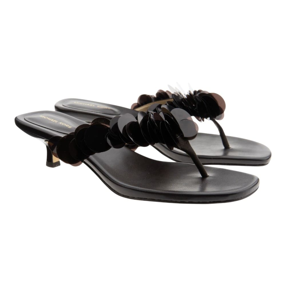 Sandalias marrones lentejuelas tacón Michael Kors Loretta Mid