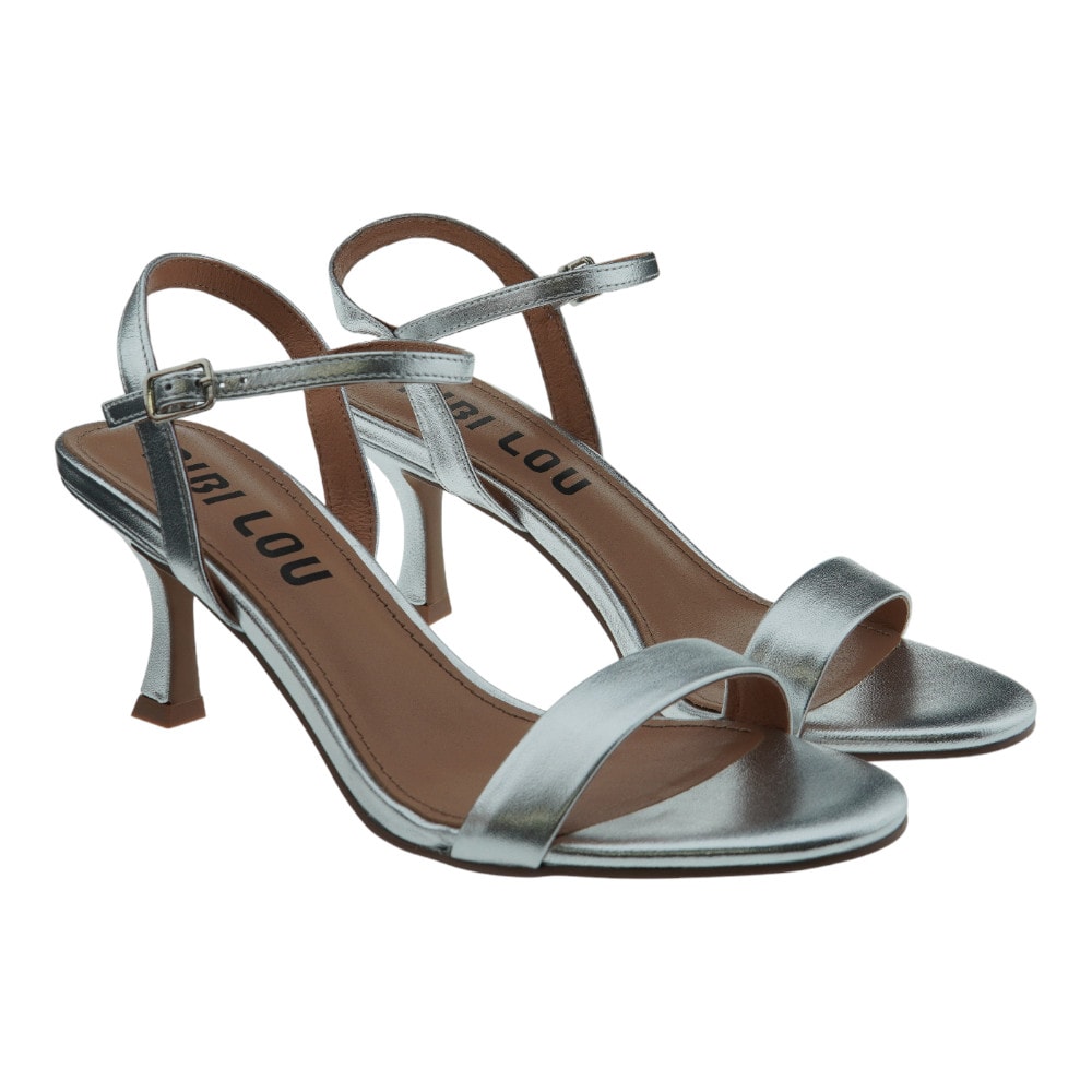 Sandalias Fiesta plateadas tacon bajo  Bibilou Lotus 65