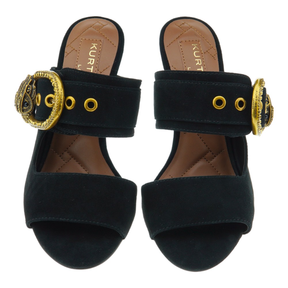 Sandalias de Ante Negro con Hebilla Dorada de Kurt Geiger | GalleryCarrile foto 2