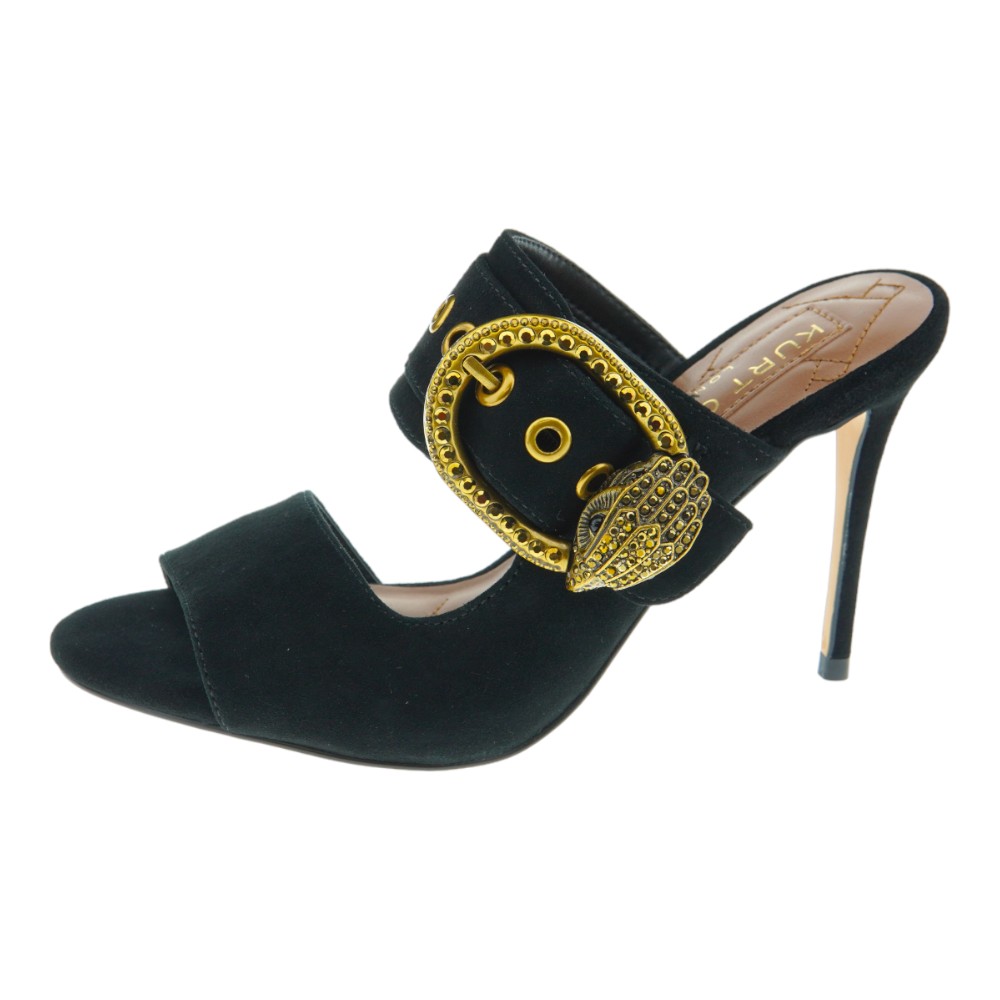 Sandalias de Ante Negro con Hebilla Dorada de Kurt Geiger | GalleryCarrile foto 3