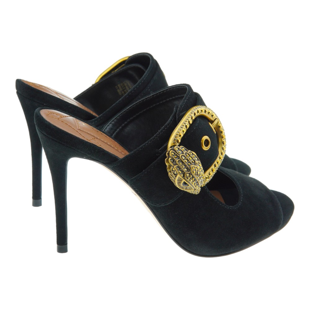 Sandalias de Ante Negro con Hebilla Dorada de Kurt Geiger | GalleryCarrile foto 4