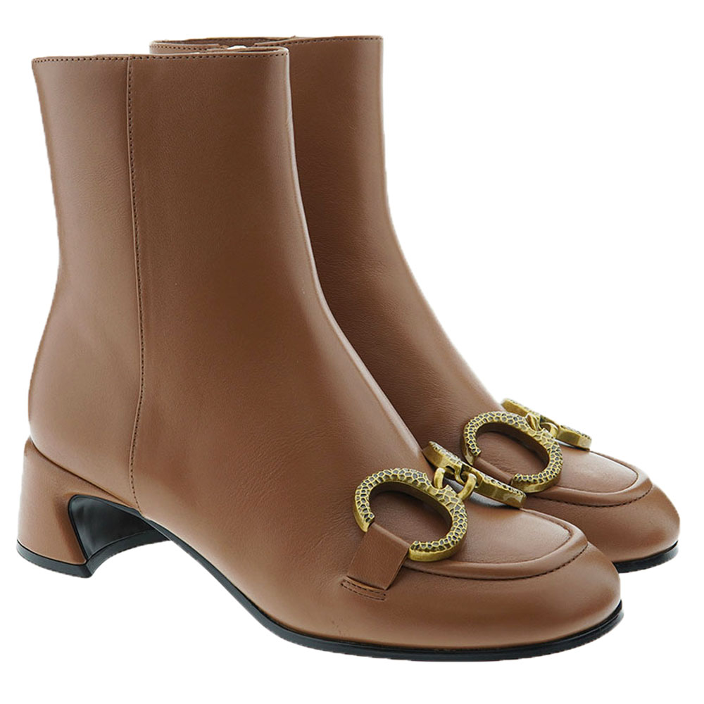 Botines piel camel cadena Jeannot MJ503