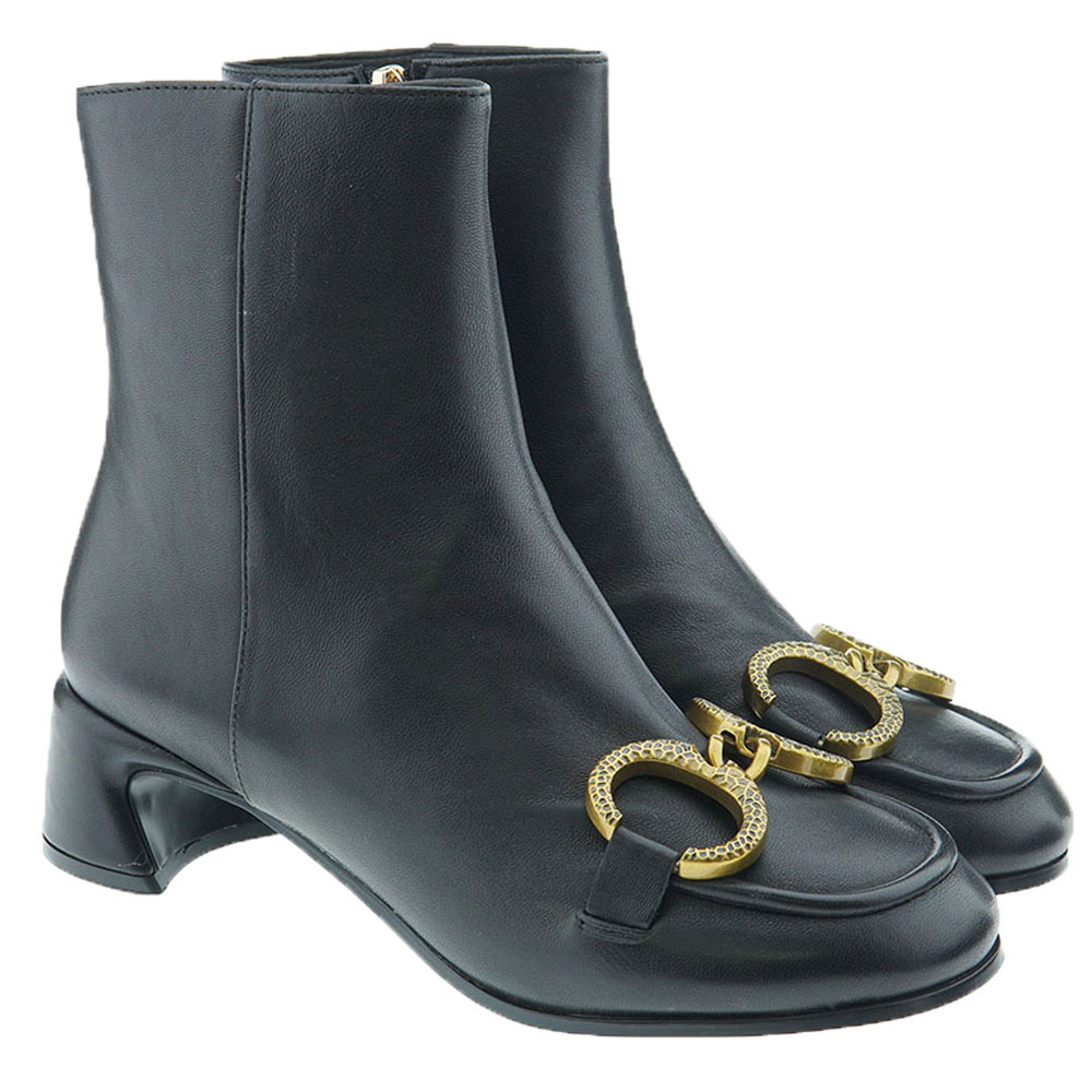 Botines piel tacón bajo cadena Jeannot MJ503
