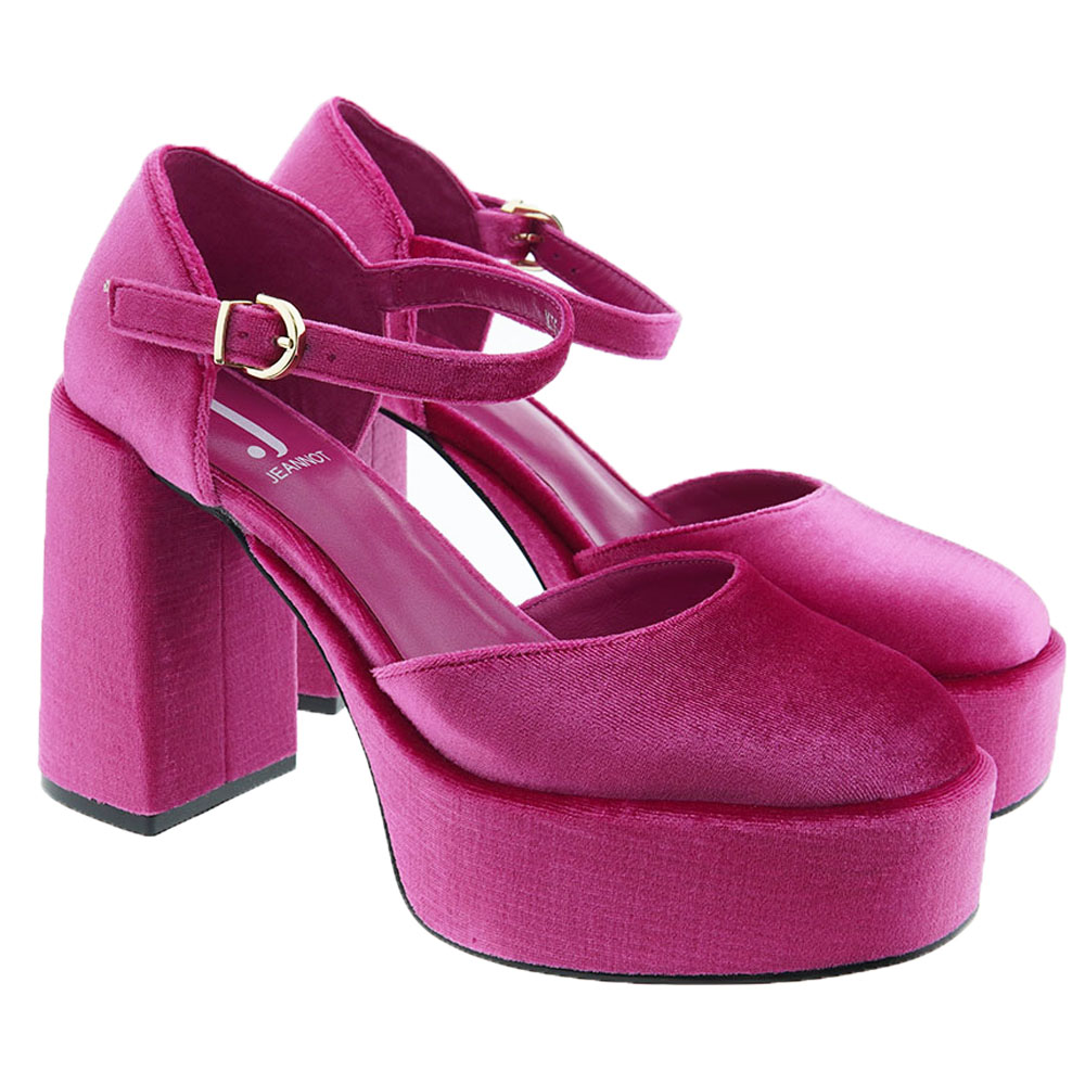 Zapatos fiesta terciopelo fuxia hebilla Jeannot MJ583