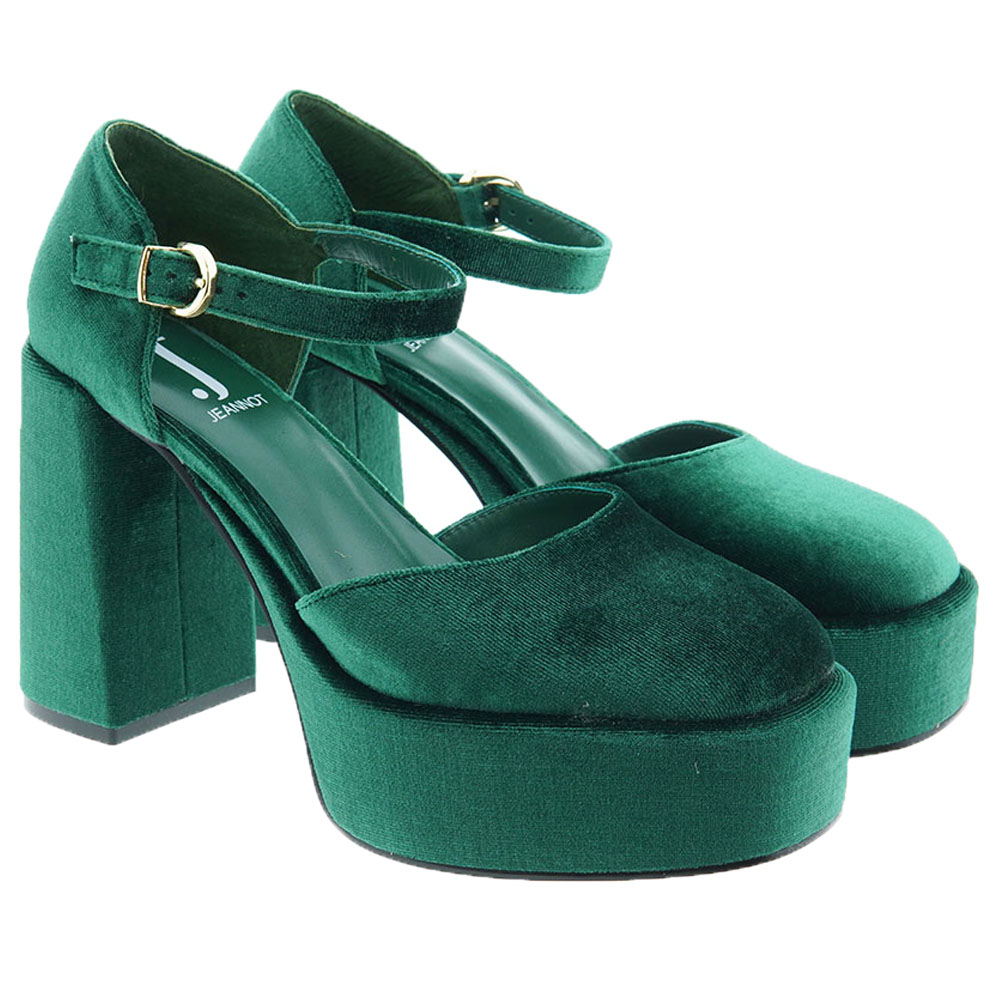 Zapatos tacón velvet verde Jeannot MJ583