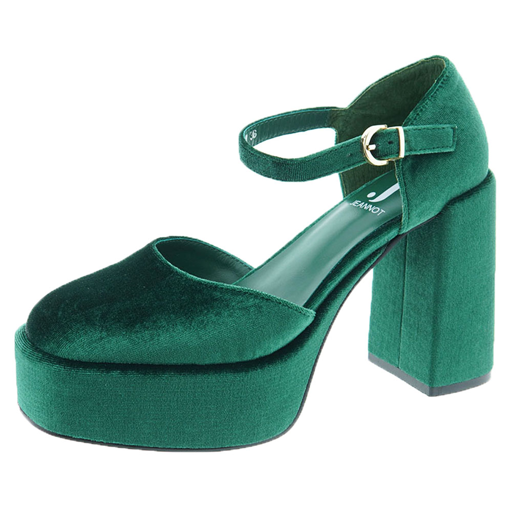 Zapatos tacón velvet verde Jeannot MJ583 foto 3