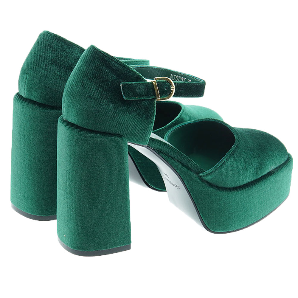 Zapatos tacón velvet verde Jeannot MJ583 foto 4