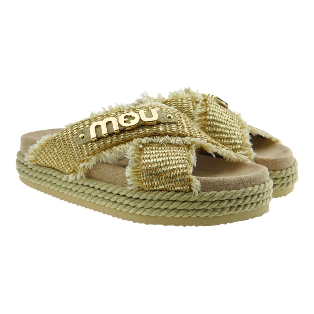 Sandalias plataforma mujer logo metálico Mou MU.SW451009K