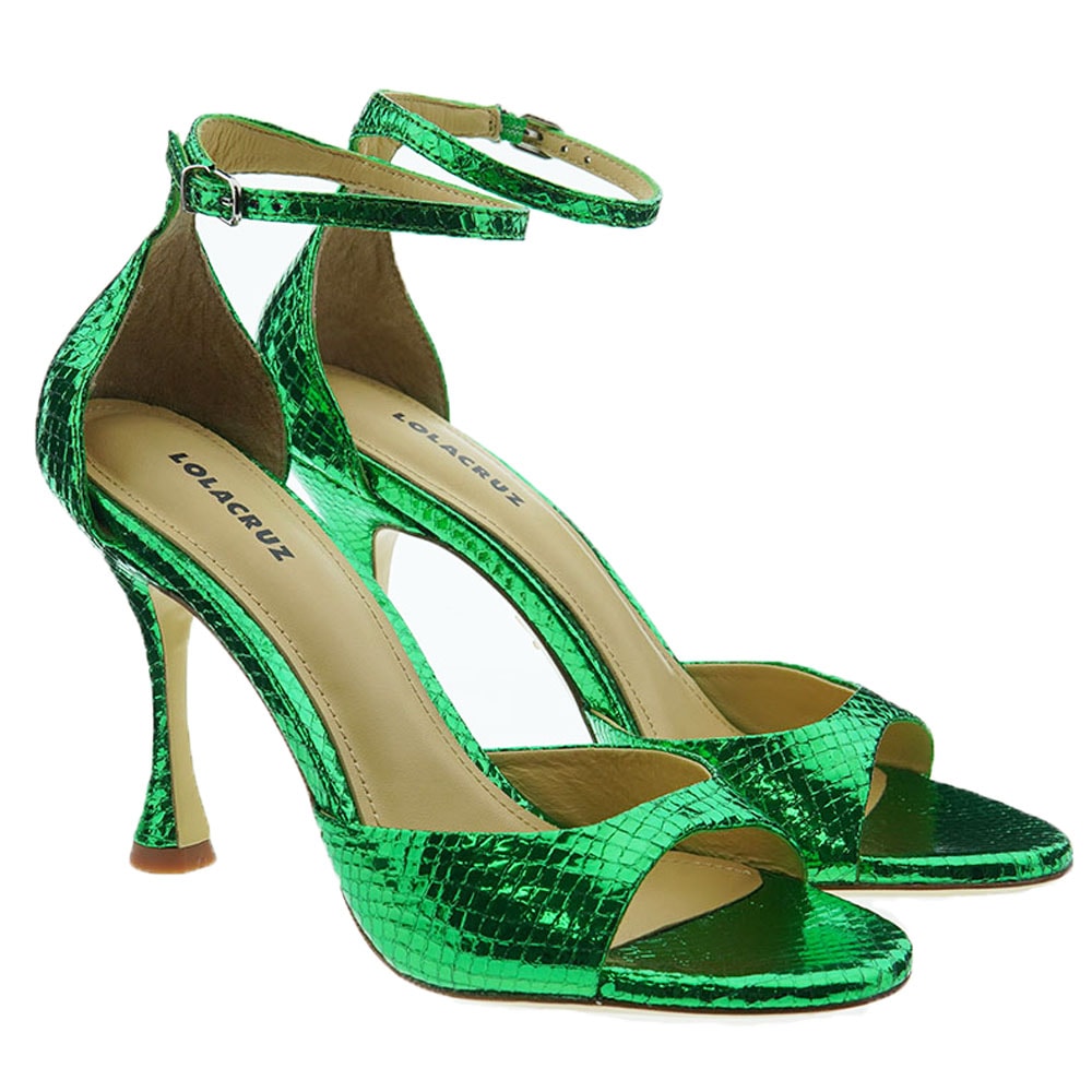 Sandalias fiesta metalizadas verde Lola Cruz N Kumala 230Z51