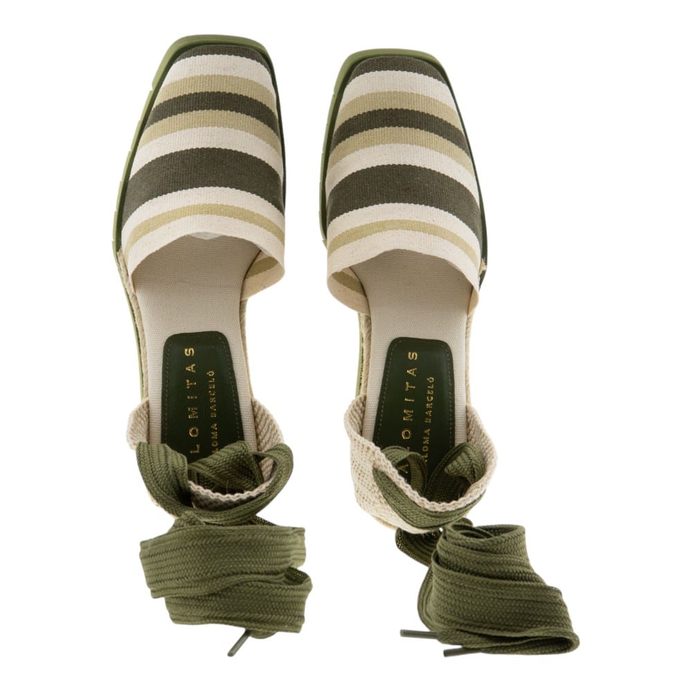Alpargatas cuña mujer Palomitas rayas verde – Comodidad y diseño fresco foto 2