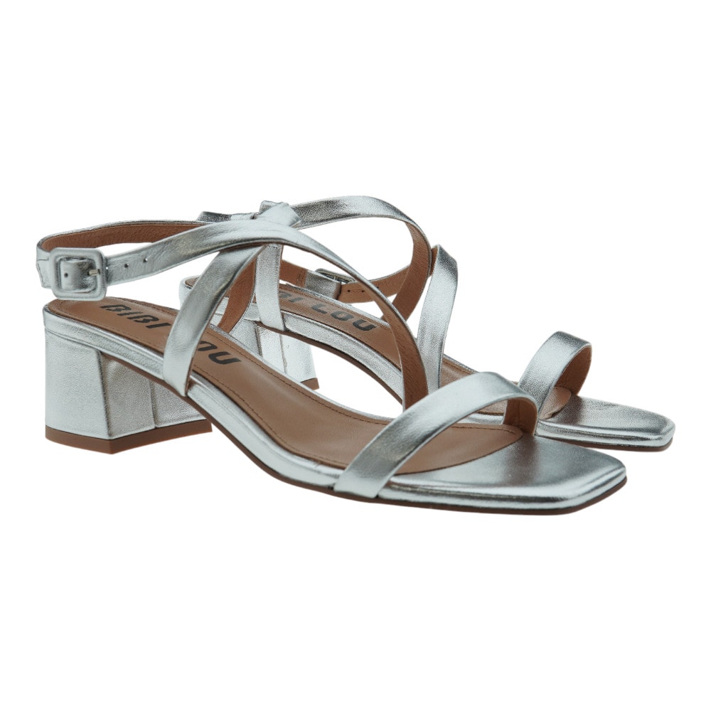Sandalias tacón cuadrado plata  Bibilou Nica 45