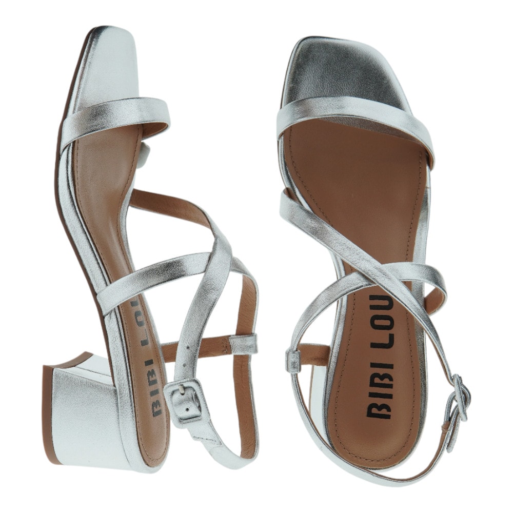 Sandalias de tacón Bibilou plata metalizado | Elegancia y estilo foto 2