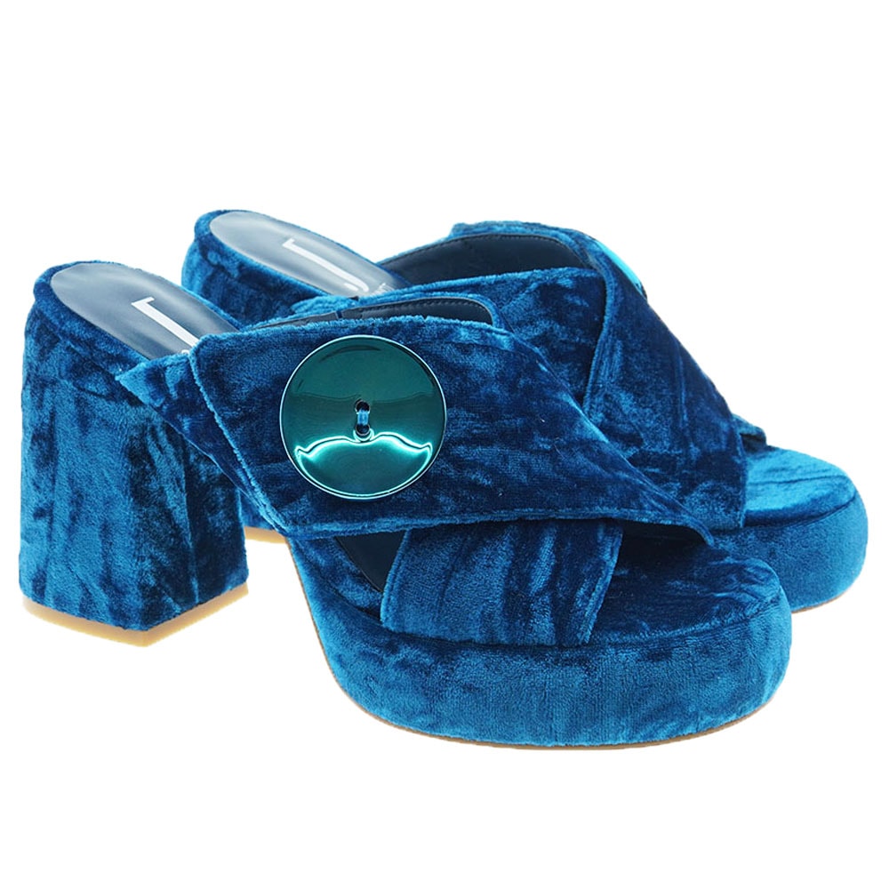 Sandalias terciopelo tacón y plataforma vestir Jeannot NJ661