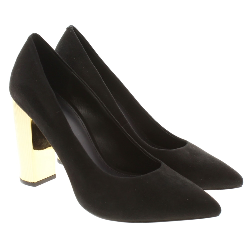 Salón tacón metalizado Michael Kors Paloma Pump Negro