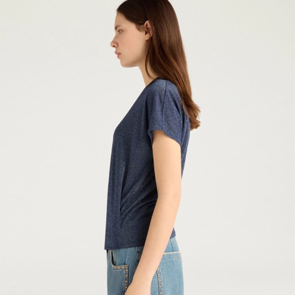 Camiseta punto lúrex azul Momoni para mujer foto 3