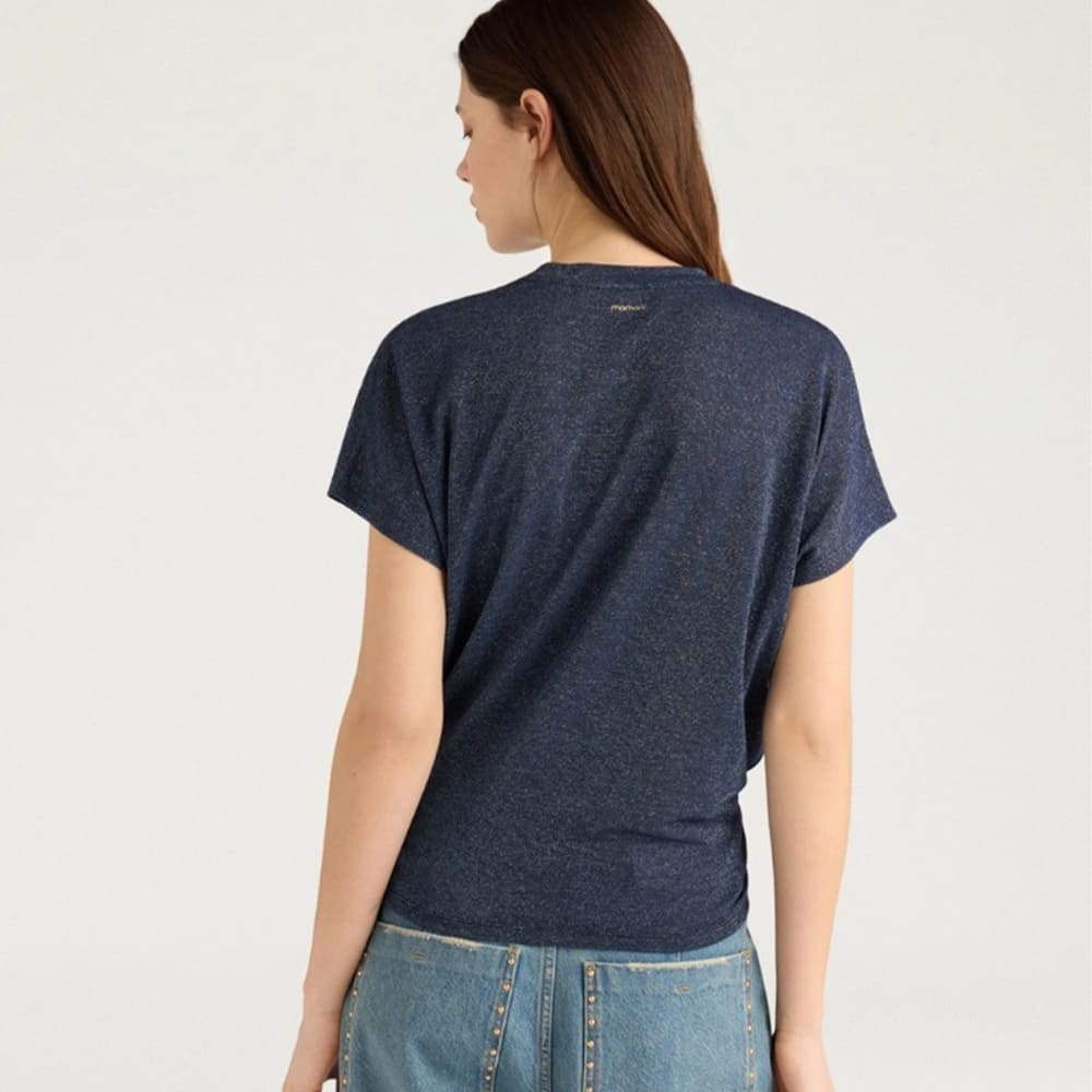 Camiseta punto lúrex azul Momoni para mujer foto 4