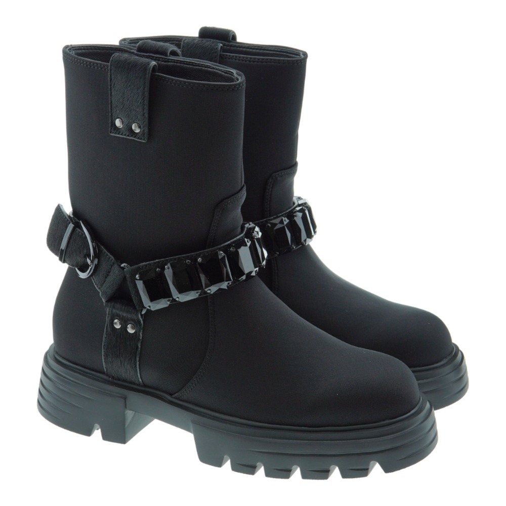 Bota de nylon motera adorno cristales Jeannot PJ533 G