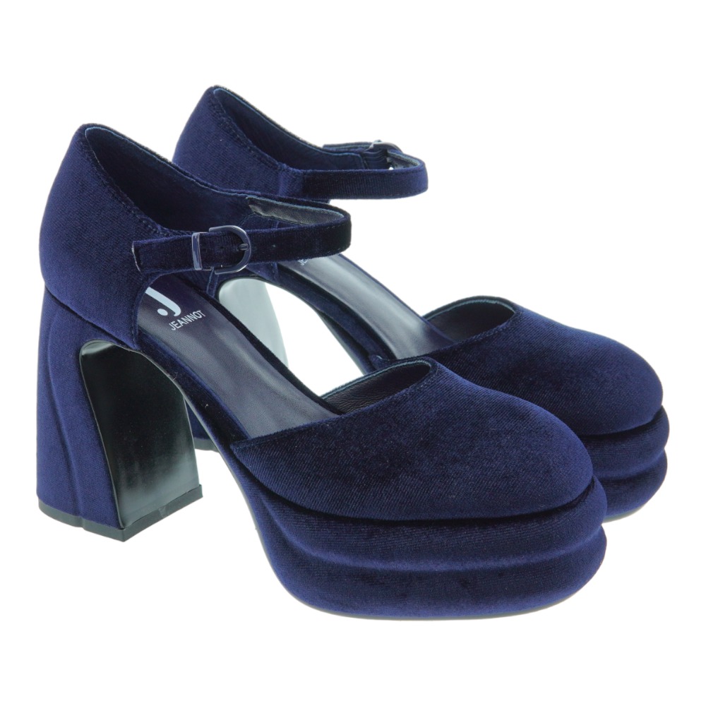 Zapato terciopelo tacón mujer hebilla Jeannot PL552