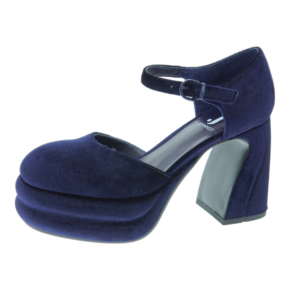 Zapato terciopelo tacón mujer hebilla Jeannot PL552 foto 3