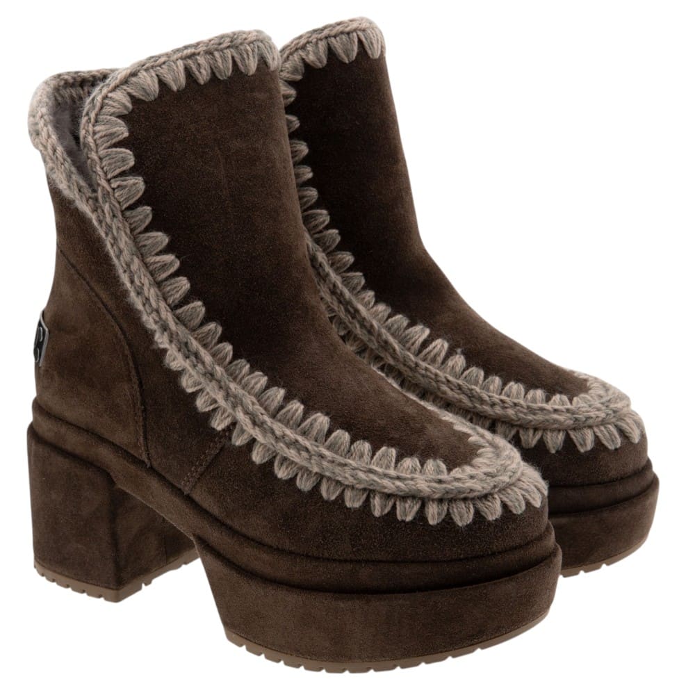 Botas Mou tacón y plataforma piel oveja Platform Bootie