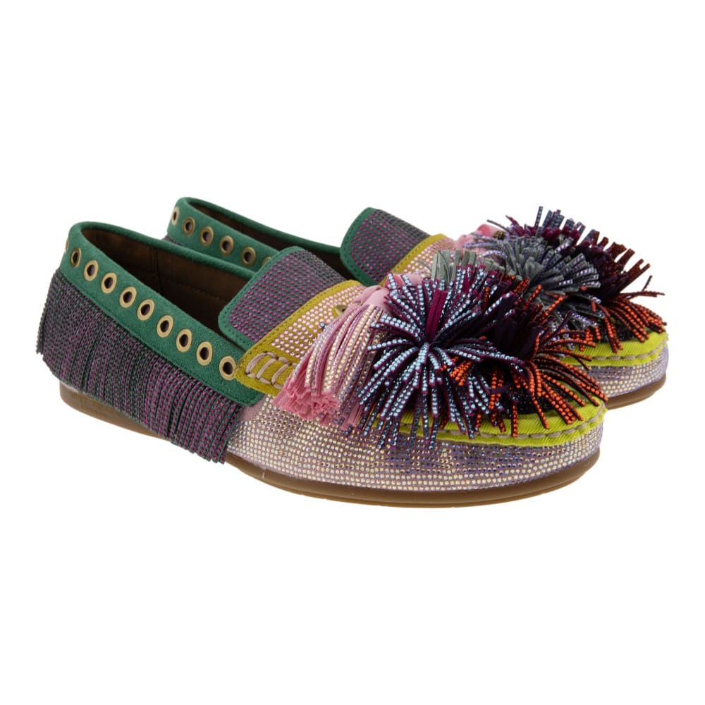 Kurt Geiger mocasines mujer multicolor strass Pom Pom Moccasin