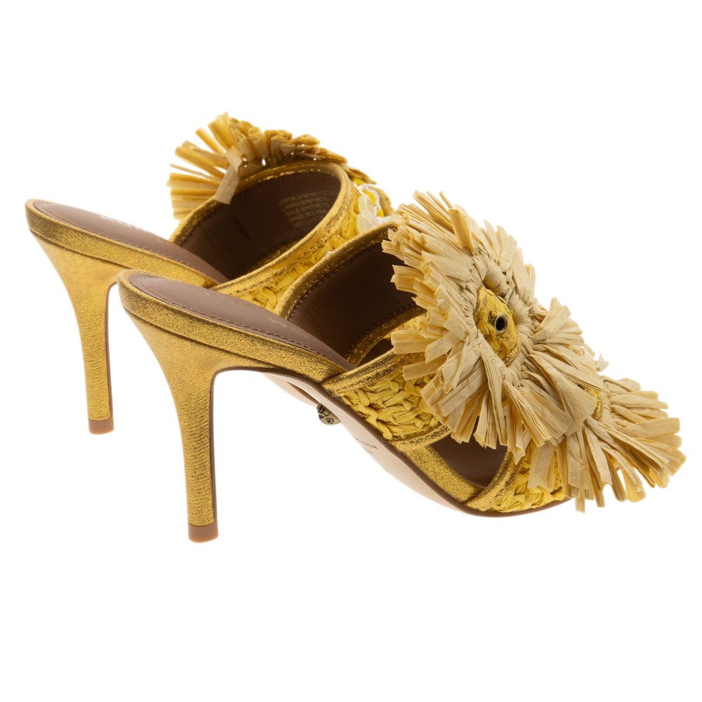 Sandalias amarillas tacón flores rafia Kurt Geiger foto 4