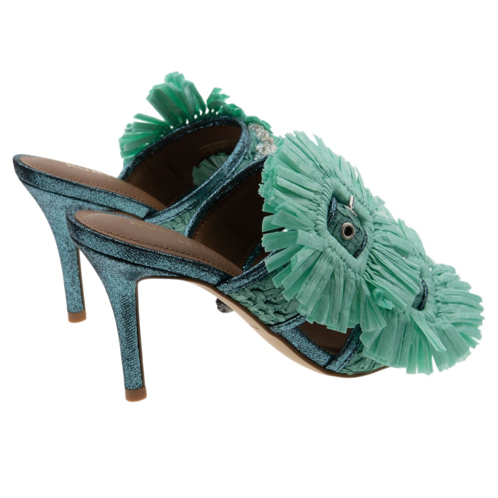 Sandalias rafia tacón Kurt Geiger turquesa | Carrilé foto 4
