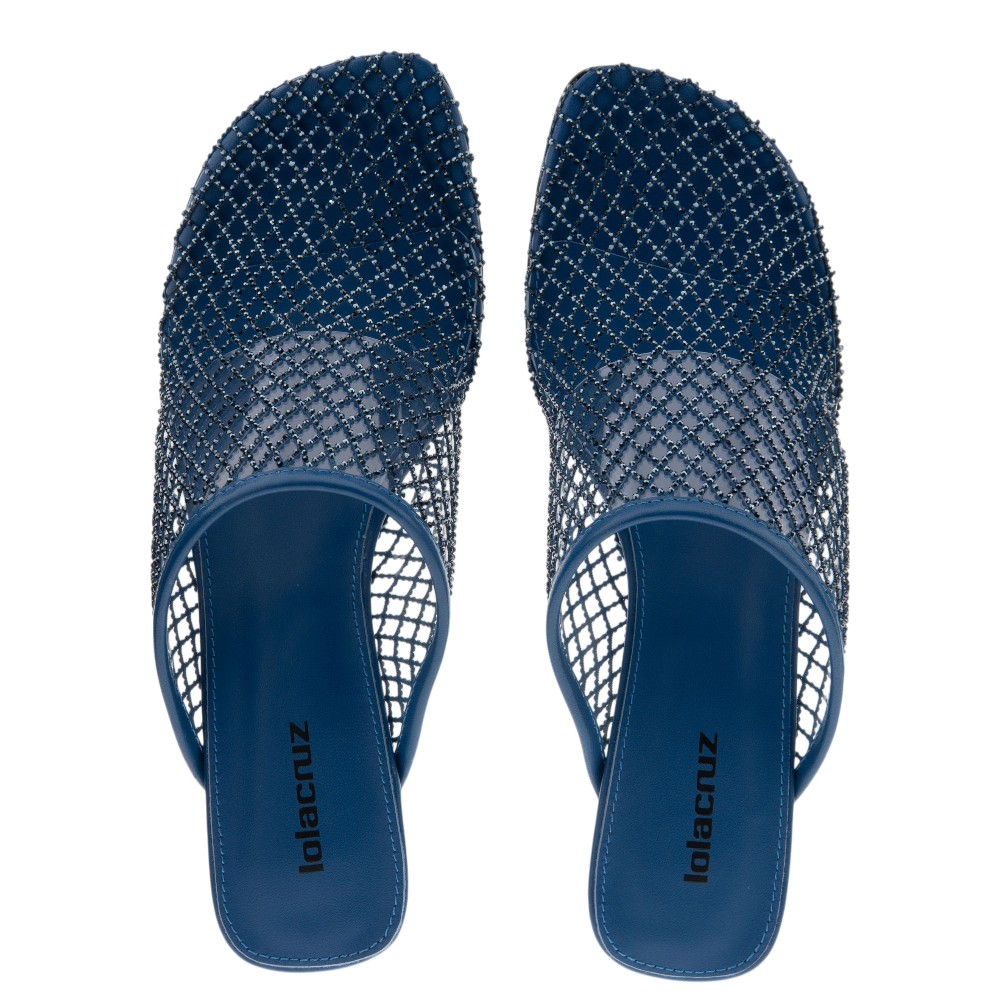 Mules tacón rejilla brillantes Lola Cruz en azul | Gallery Carrilé foto 2
