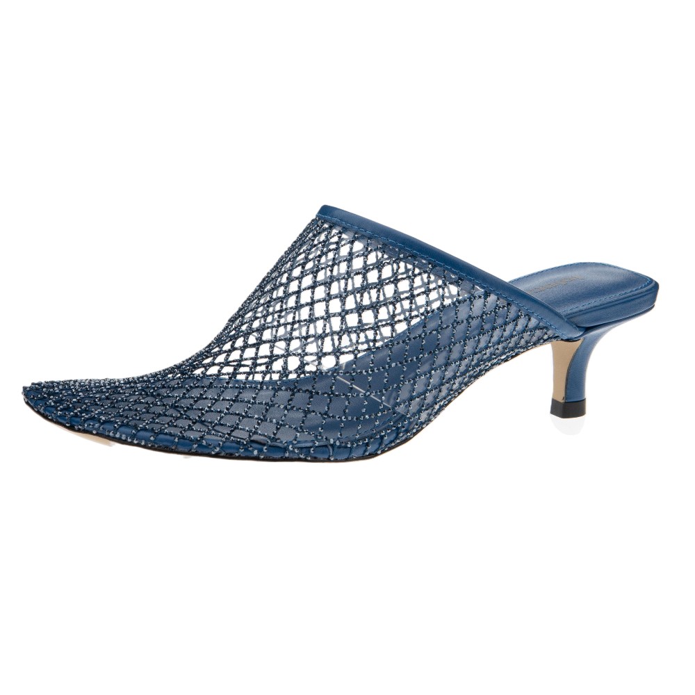 Mules tacón rejilla brillantes Lola Cruz en azul | Gallery Carrilé foto 3