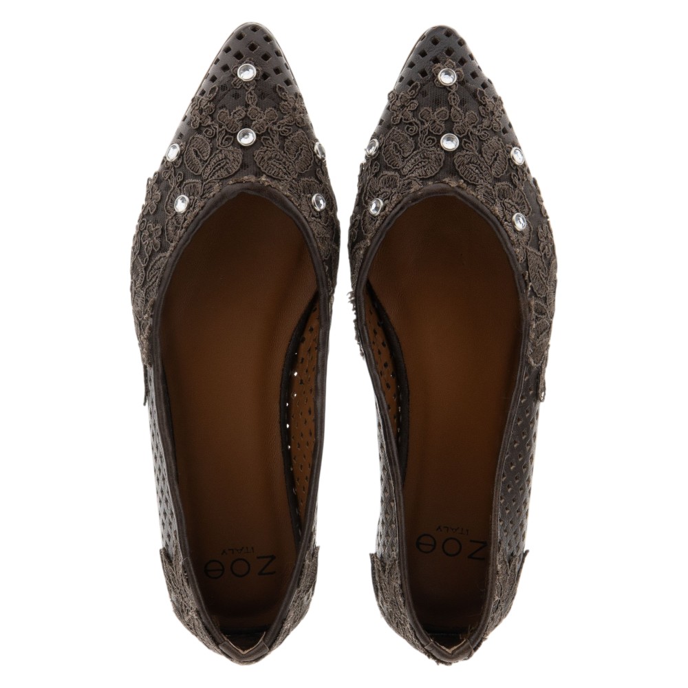 Bailarinas marrones caladas mujer Zoe | Elegancia y confort foto 2