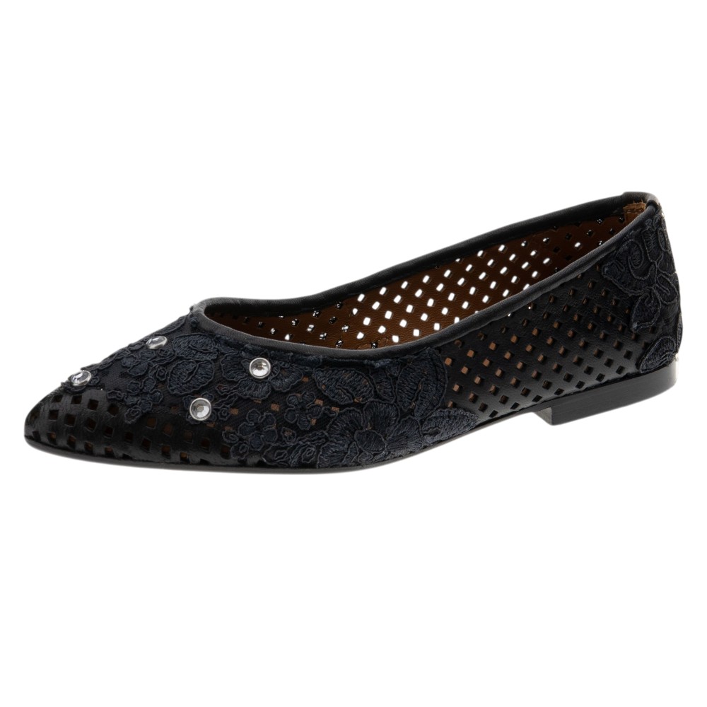 Bailarinas negras brillantes con flores Zoe | Elegancia y estilo foto 3