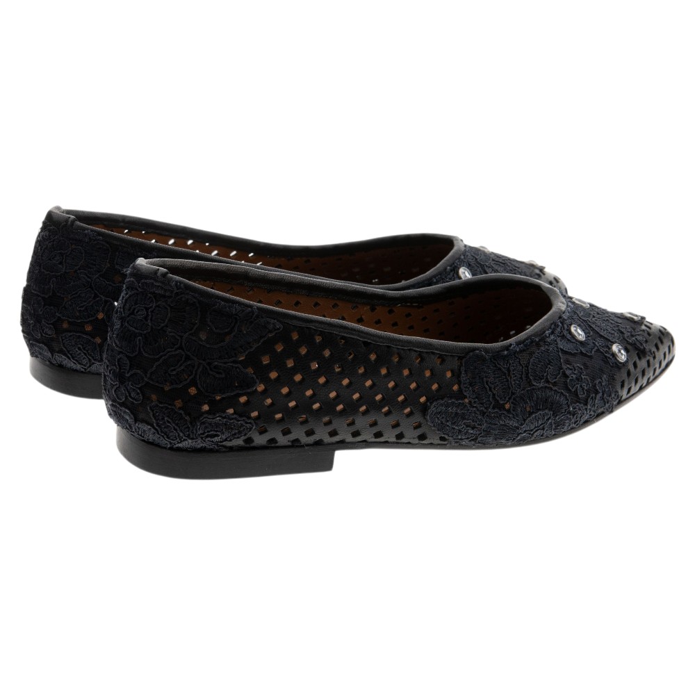 Bailarinas negras brillantes con flores Zoe | Elegancia y estilo foto 4