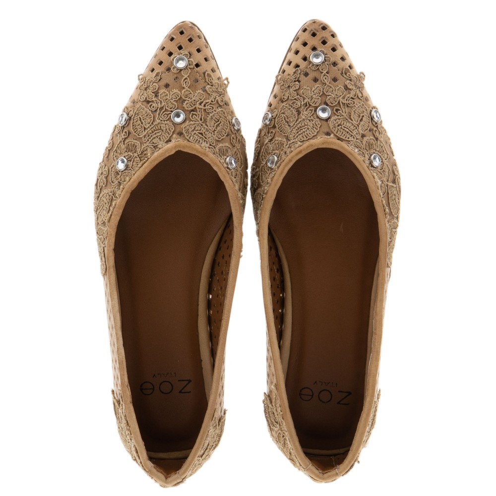 Bailarinas piel calada flores bordadas Zoe | Elegancia femenina foto 2