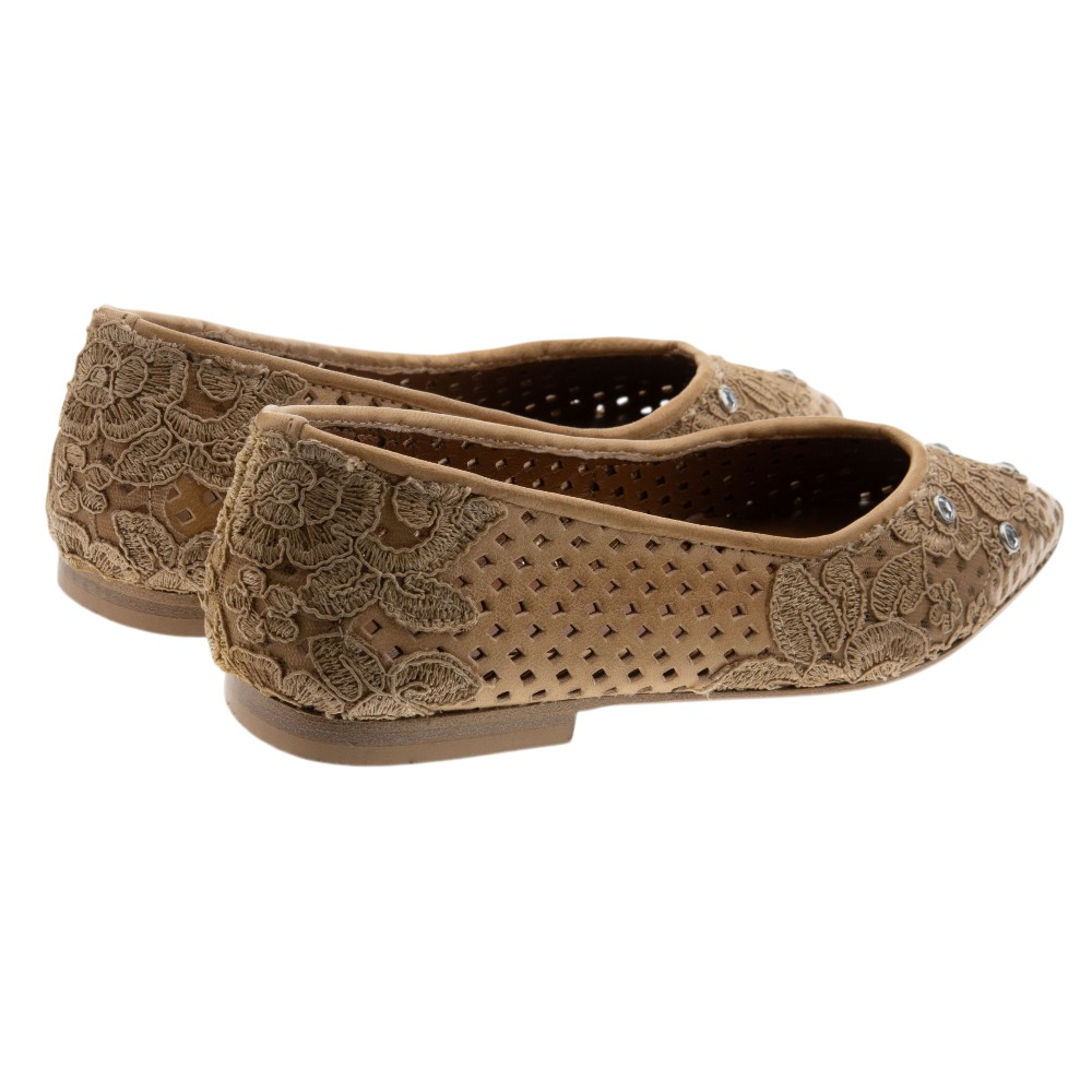 Bailarinas piel calada flores bordadas Zoe | Elegancia femenina foto 4