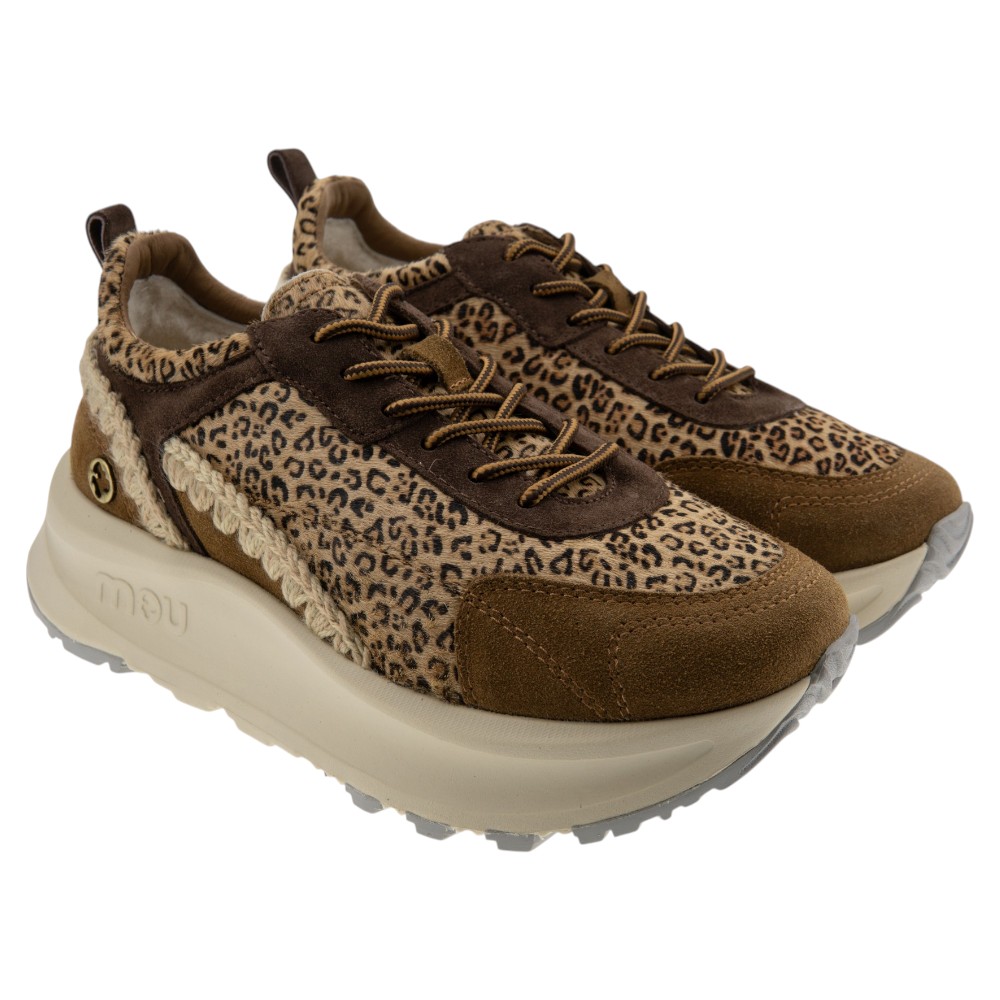 Zapatillas piel oveja estampado leopardo Mou Speed Esk