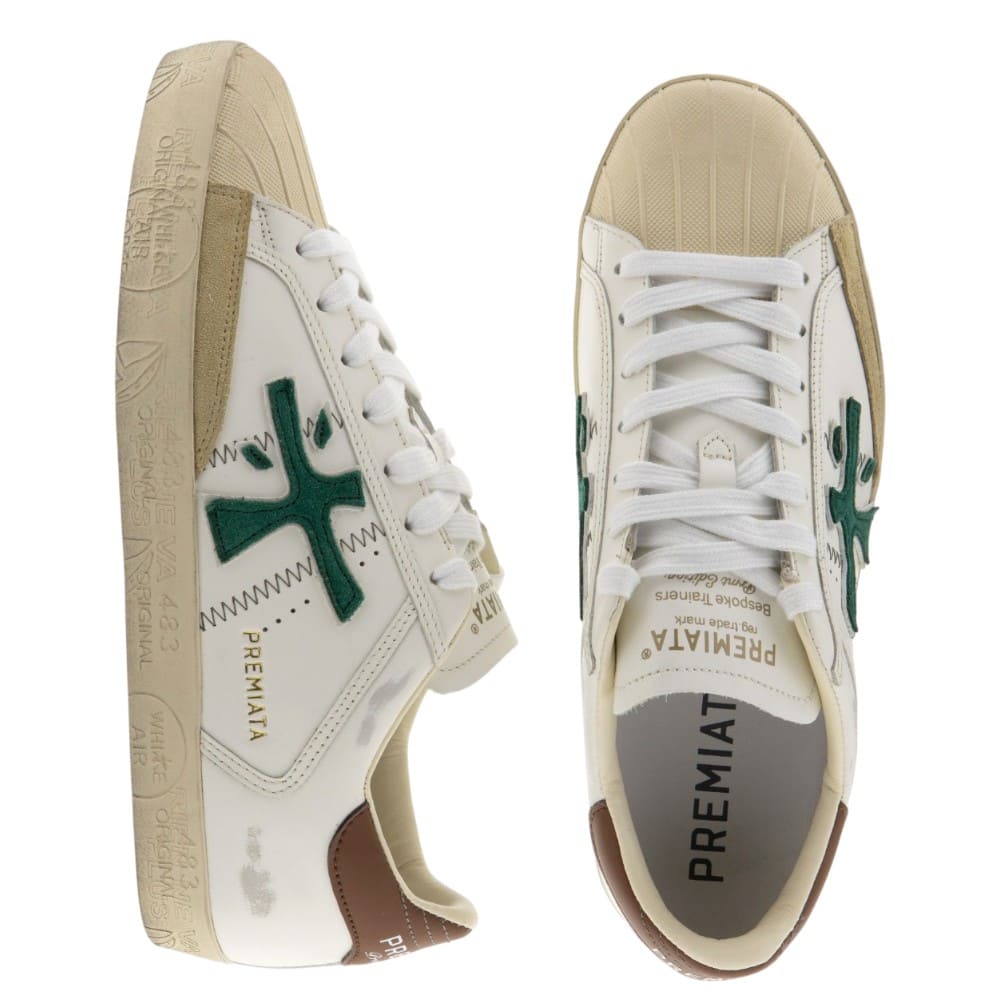 Zapatillas Blancas y Verdes Caballero Premiata | Sneakers Hombre Premium foto 2