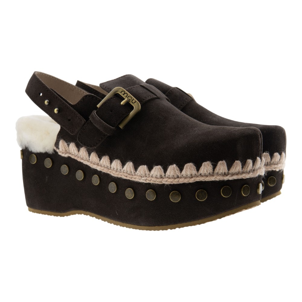 Zuecos serraje mujer cordero Mou Suede Clog Back