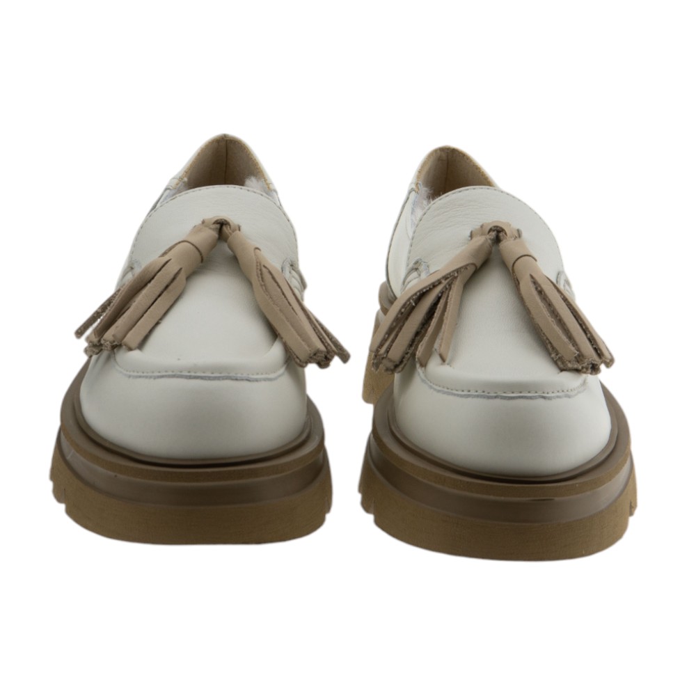 Mocasines plataforma mujer Patrizia Bonfanti piel blanca foto 2