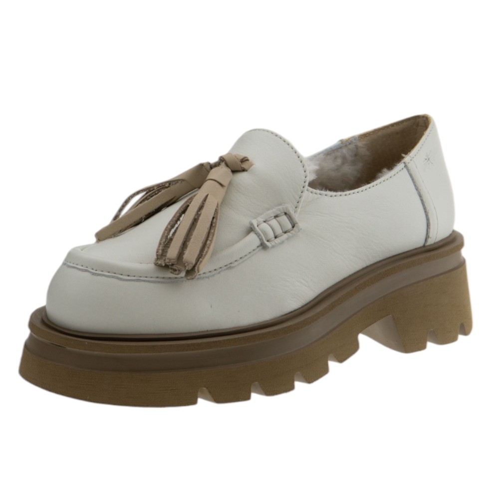 Mocasines plataforma mujer Patrizia Bonfanti piel blanca foto 3