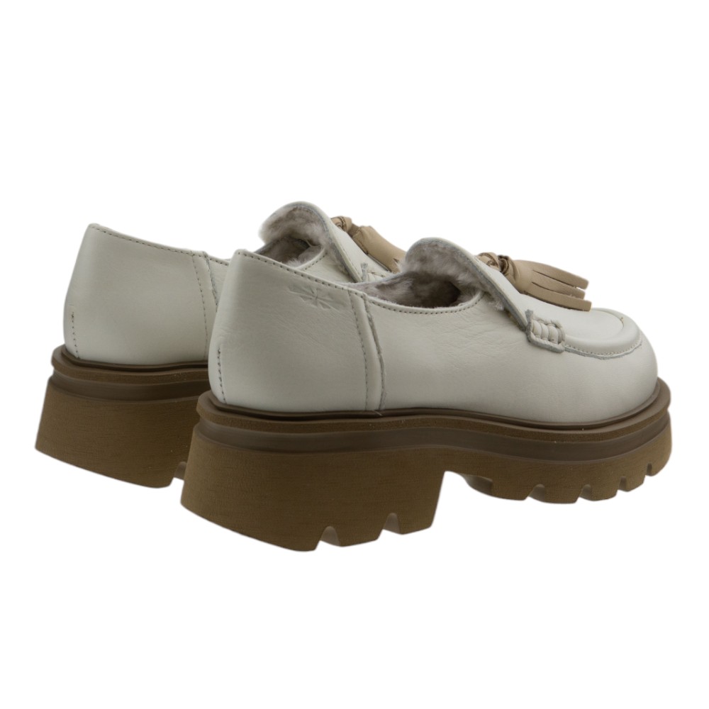 Mocasines plataforma mujer Patrizia Bonfanti piel blanca foto 4