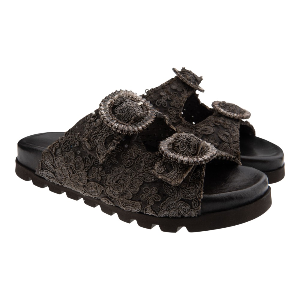 Sandalias dos hebillas anatómicas mujer bordadas Zoe Sun01