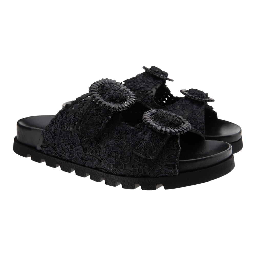 Sandalias negras doble hebilla Zoe Sun01