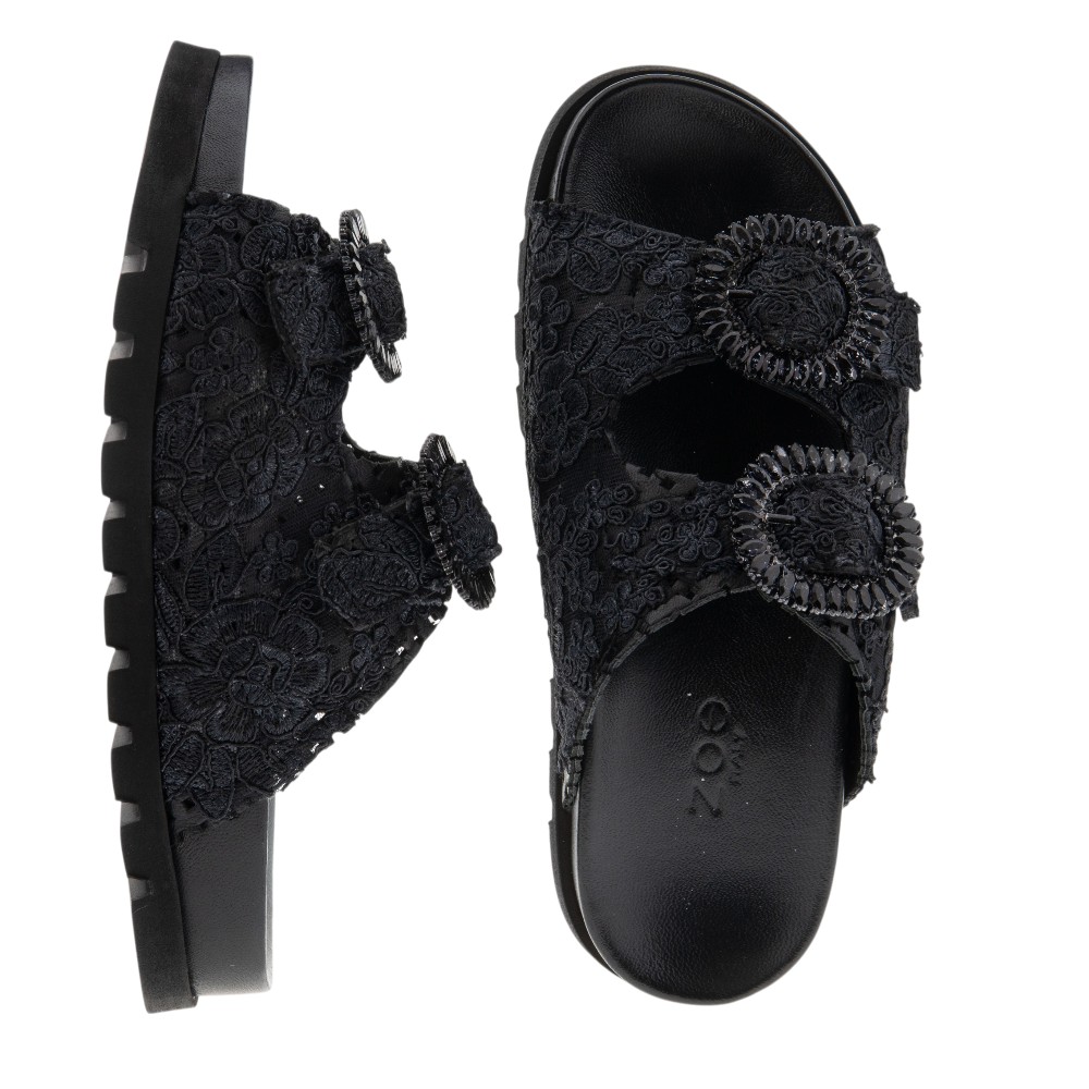 Sandalias negras plataforma doble hebilla Zoe | Estilo y confort foto 2